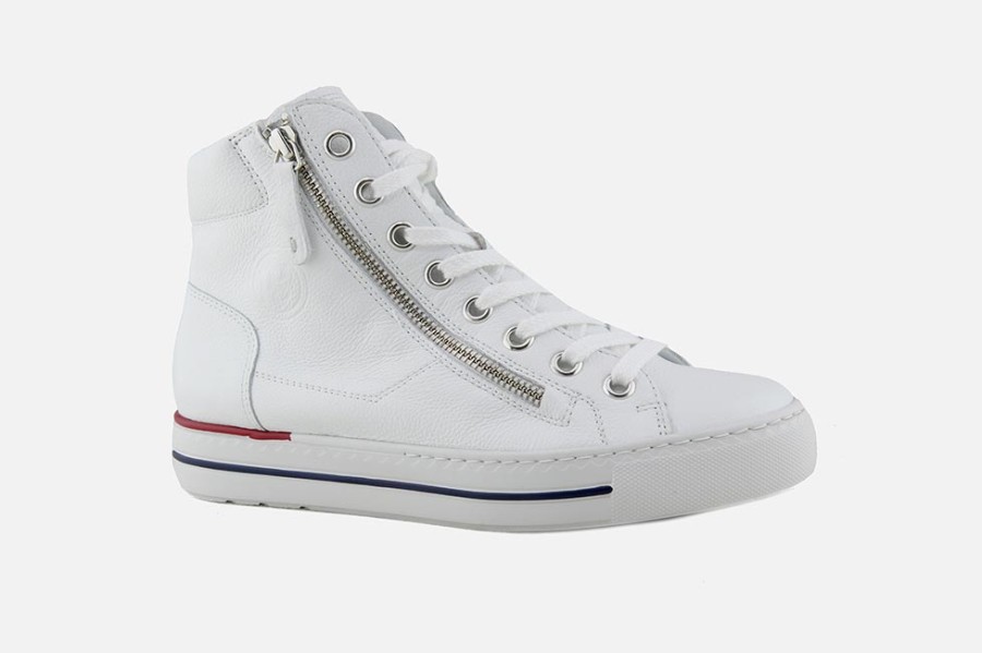 Women Paul Green | Paul Green - Playlist Hi Blanc Lace-Up Boots On Labotte