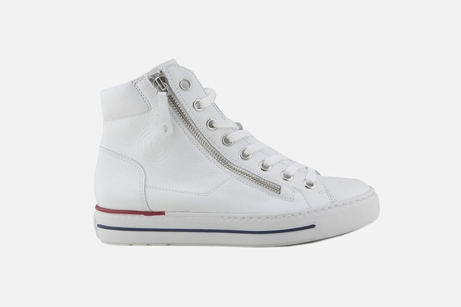 Women Paul Green | Paul Green - Playlist Hi Blanc Lace-Up Boots On Labotte