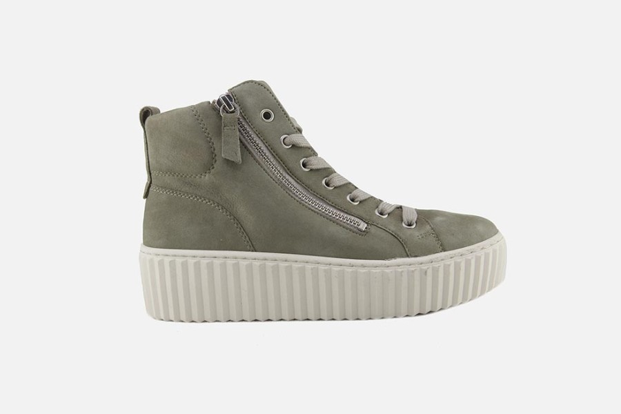 Women Gabor | Gabor - Jasper Zip Greeny Lace-Up Boots On Labotte
