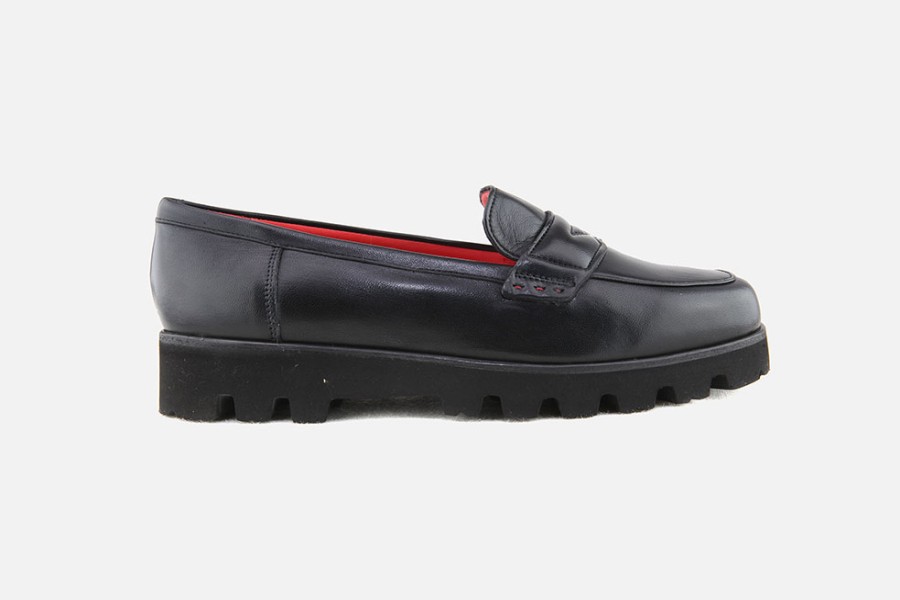 Women Pas de Rouge | Pas De Rouge - Mocky Soft Black Loafers On Labotte