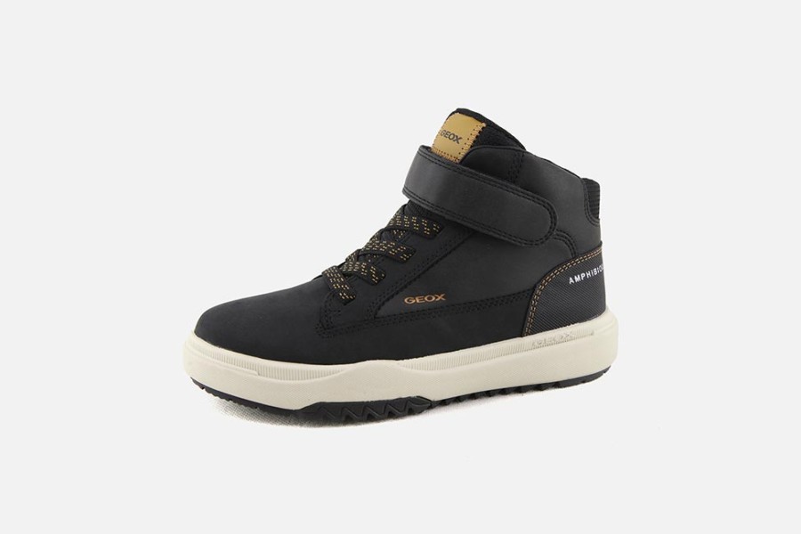 Boys Geox | Geox - Bunshee Abx Black Lace-Up Boots On Labotte