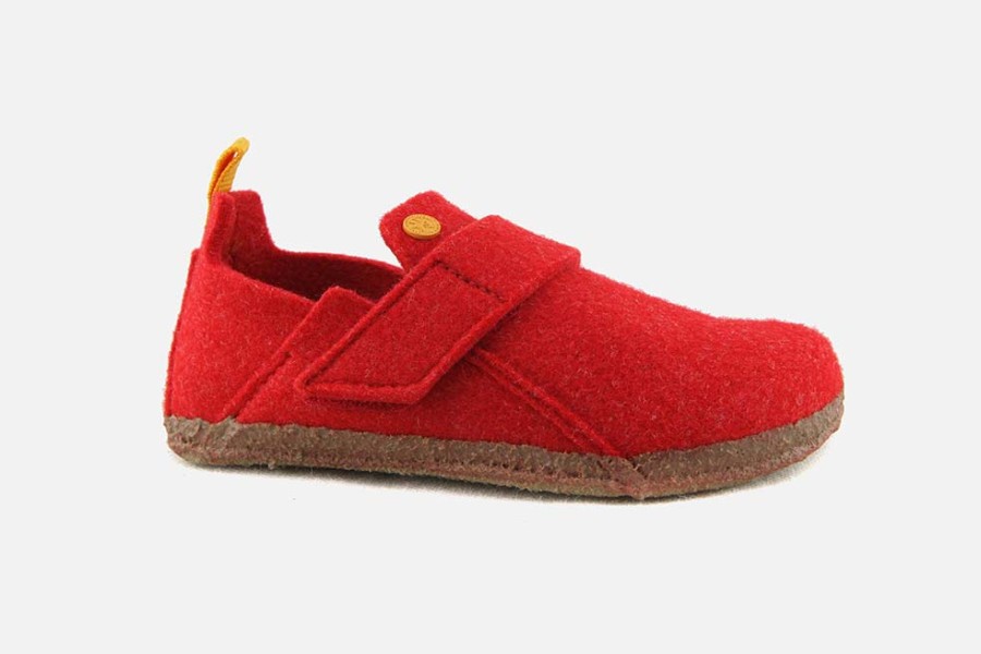 Girls Birkenstock | Birkenstock - Zermatt Cosy Kids Red Low Slippers On Labotte