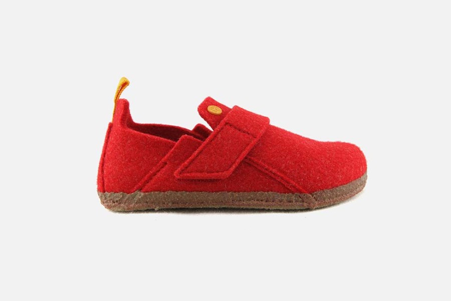 Girls Birkenstock | Birkenstock - Zermatt Cosy Kids Red Low Slippers On Labotte