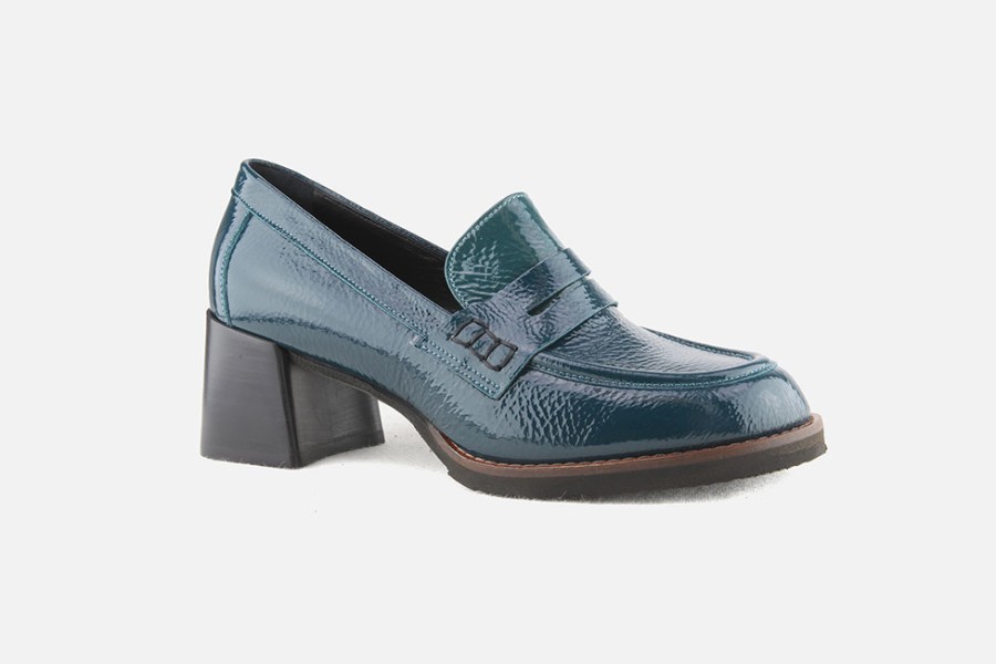 Women Le Gazzelle | Le Gazzelle - Boheme Lack Peacock Loafers On Labotte