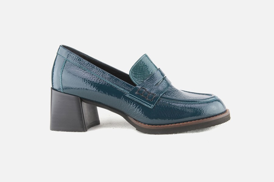Women Le Gazzelle | Le Gazzelle - Boheme Lack Peacock Loafers On Labotte