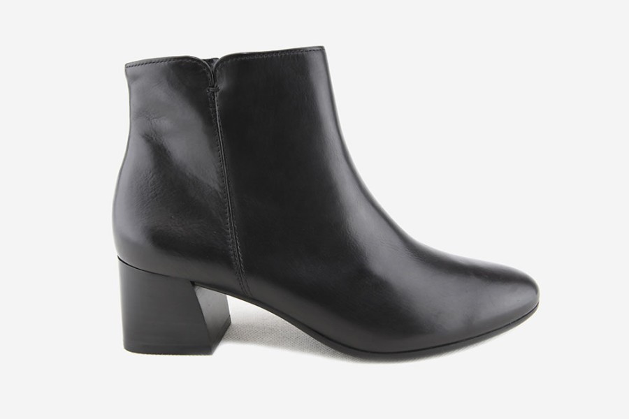 Women Paul Green | Paul Green - Pyramide Lisse Noir Ankle Boots On Labotte