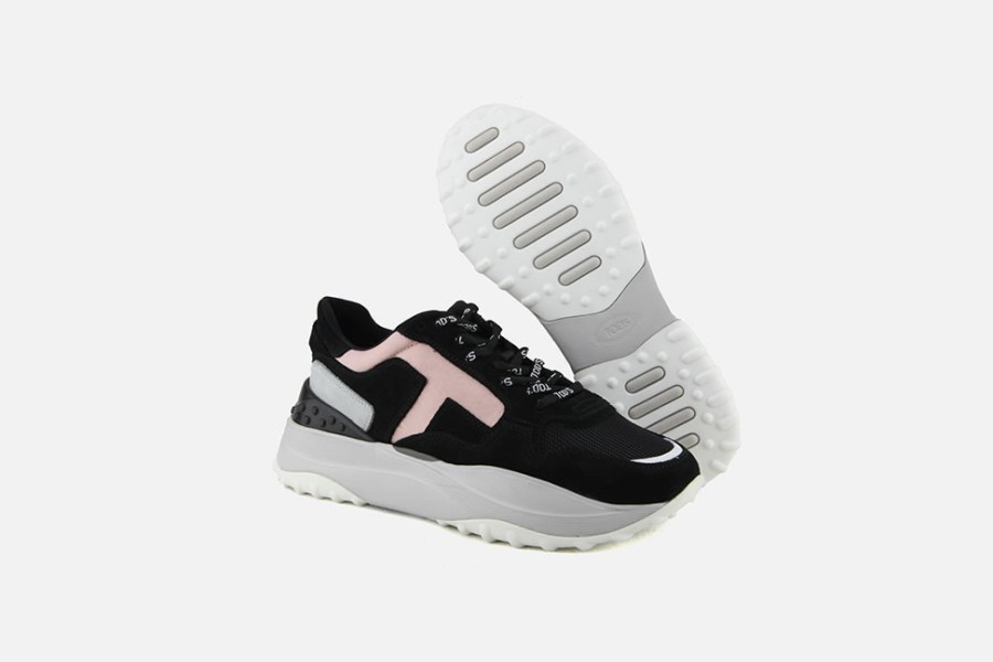 Women Tod's | Tod'S - Sportivo 45 Noir Rose Sneakers On Labotte