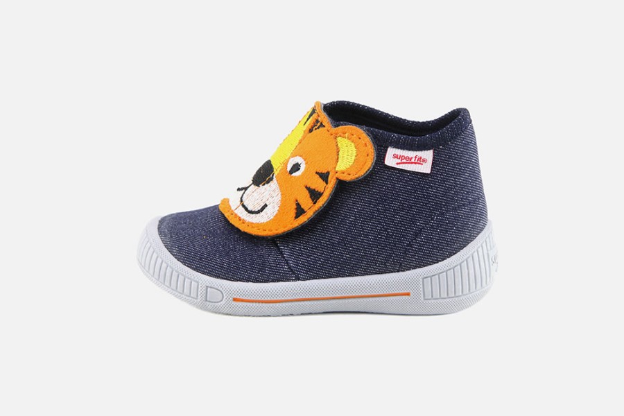 Girls Superfit | Superfit - Tiger Blue High Slippers On Labotte