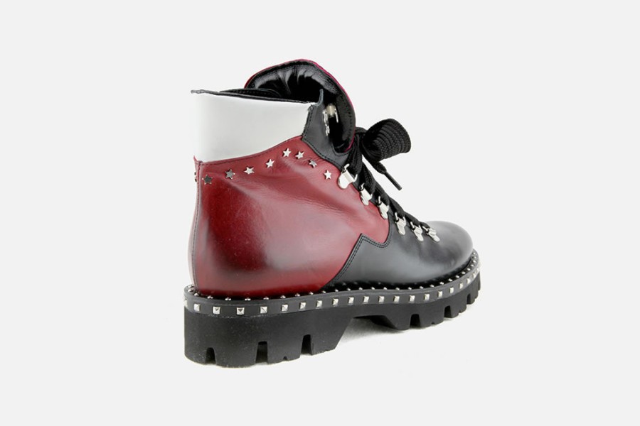 Women Guglielmo Rotta | Guglielmo Rotta - Graphic Noir Rouge Lace-Up Boots On Labotte