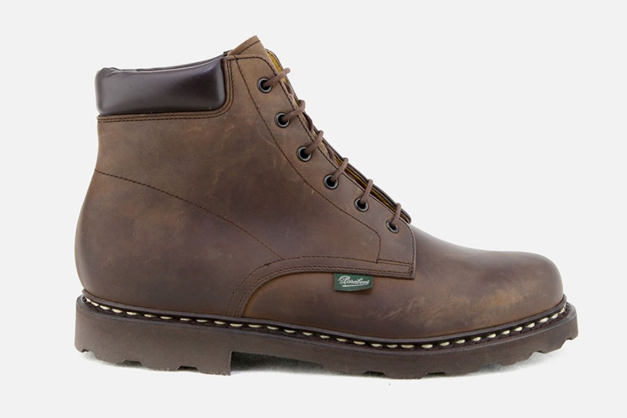 Men Paraboot | Paraboot - Bergerac Nub Marron Lace-Up Boots On Labotte
