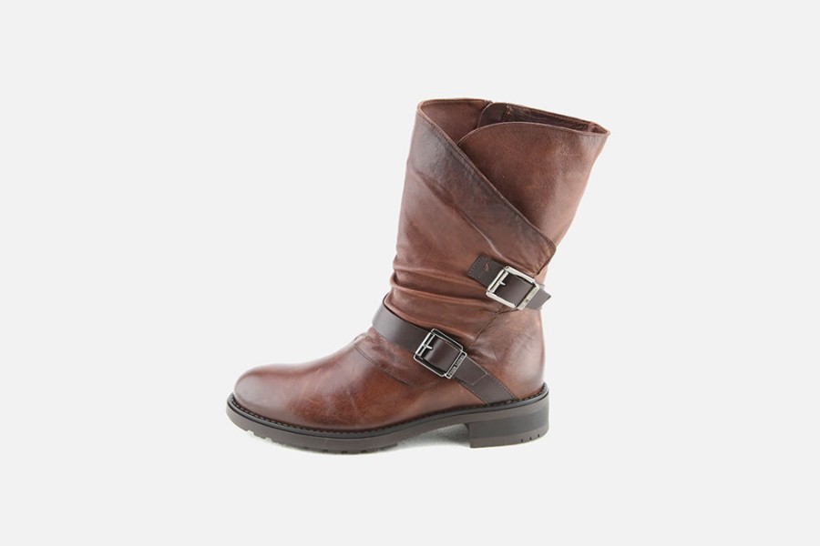 Women Paula Urban | Paula Urban - Mackenzie Mid Brown Ankle Boots On Labotte