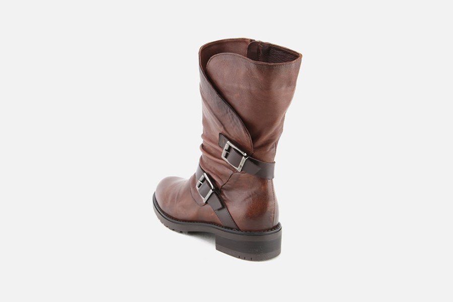 Women Paula Urban | Paula Urban - Mackenzie Mid Brown Ankle Boots On Labotte