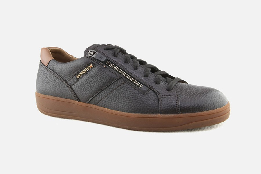 Men Mephisto | Mephisto - Henrik Zip Dark Brown Sneakers On Labotte