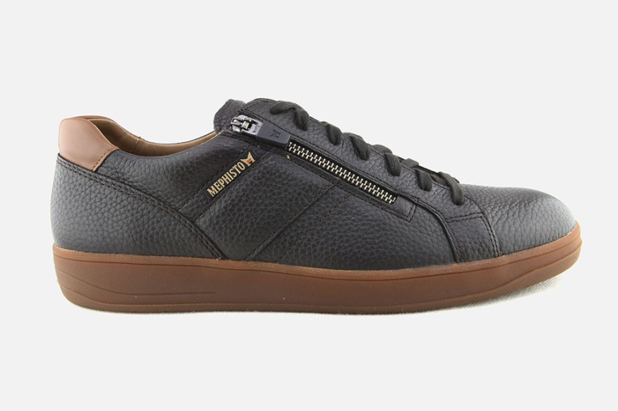 Men Mephisto | Mephisto - Henrik Zip Dark Brown Sneakers On Labotte