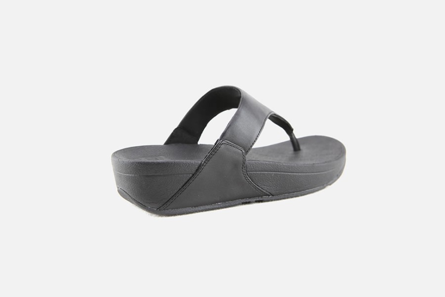 Women Fitflop | Fitflop - Lulu Leather Toepost Black Sandals On Labotte