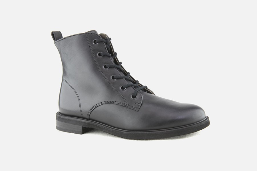 Women Paul Green | Paul Green - Perou Lisse Noir Lace-Up Boots On Labotte