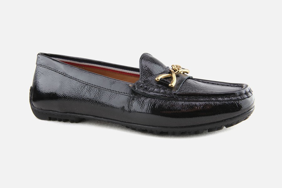 Women Geox | Geox - Kosmopolis Lack Black Loafers On Labotte