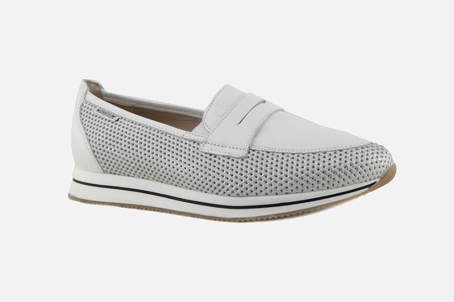 Women Mephisto | Mephisto - Lya Blanc Argent Loafers On Labotte