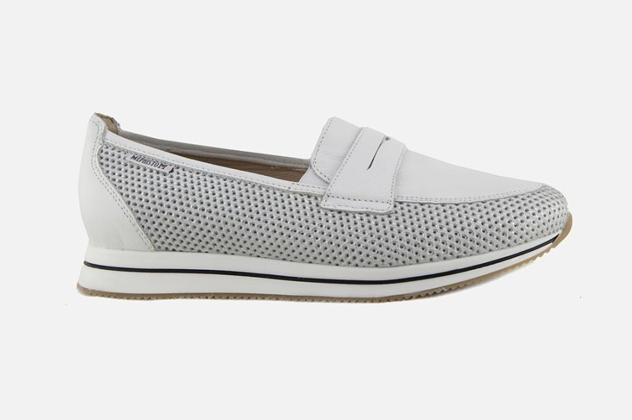 Women Mephisto | Mephisto - Lya Blanc Argent Loafers On Labotte