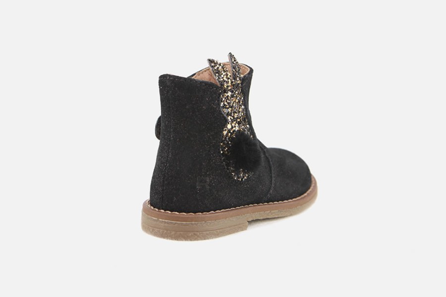 Girls Romagnoli | Romagnoli - Kimberley Black Glitter Ankle Boots On Labotte