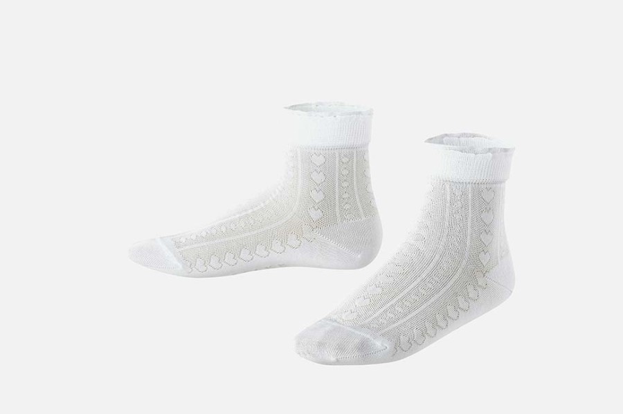 Girls Falke | Falke - Romantic Net White Socks On Labotte