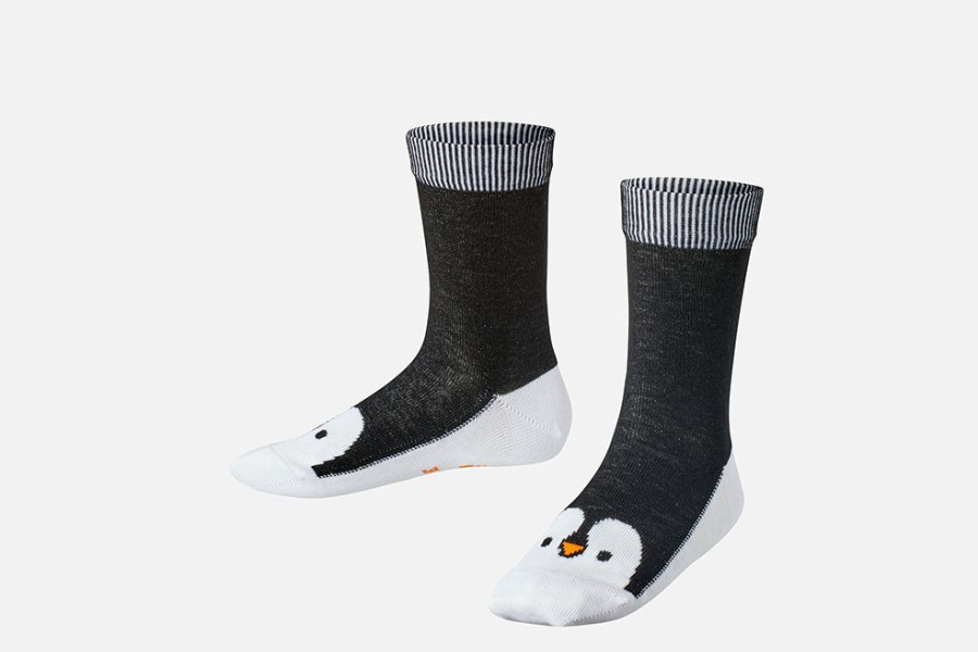 Girls Falke | Falke - Penguin Handpuppet Black Socks On Labotte