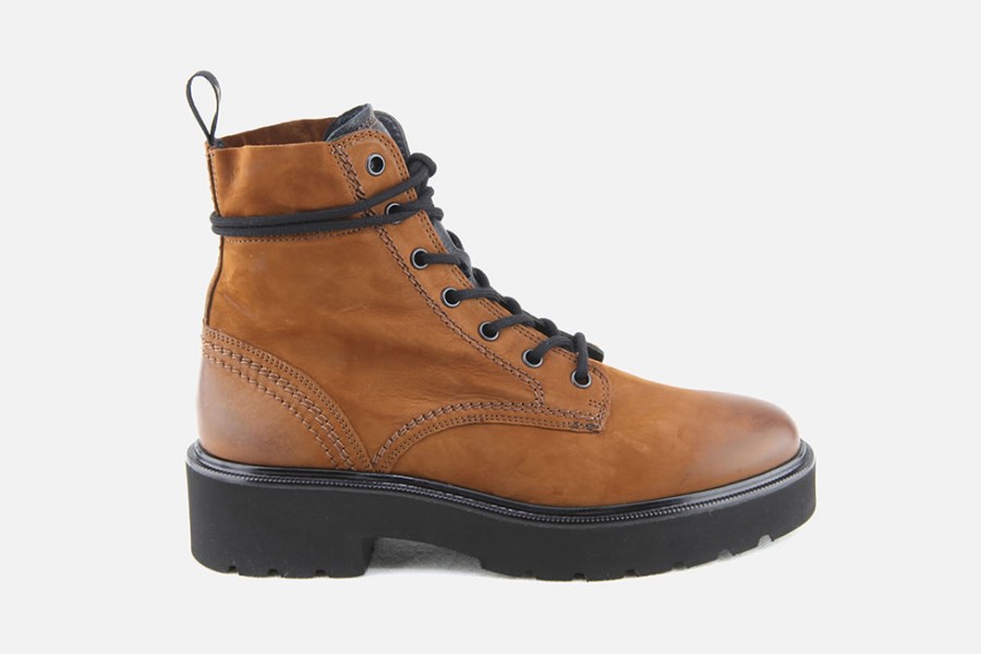 Women Paul Green | Paul Green - Perry Cognac Vintage Lace-Up Boots On Labotte