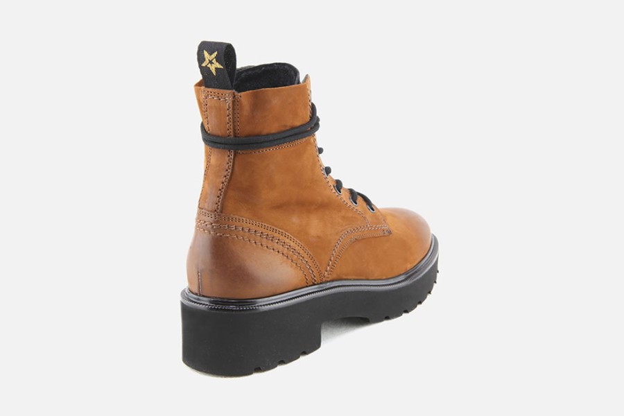 Women Paul Green | Paul Green - Perry Cognac Vintage Lace-Up Boots On Labotte