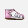 Girls Beberlis | Beberlis - Biscotte Shiny Pink Sandals On Labotte