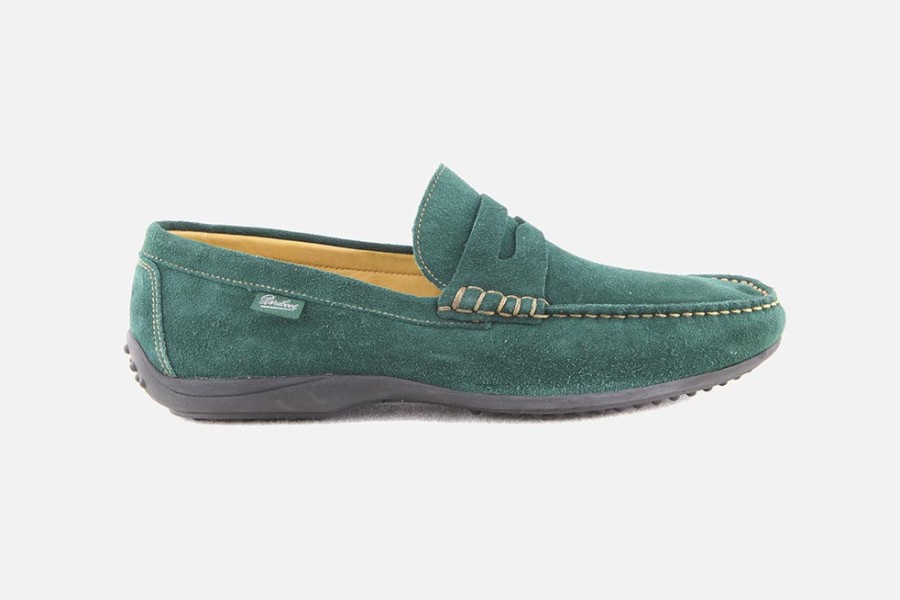 Men Paraboot | Paraboot - Cabrio Velours Vert Loafers On Labotte