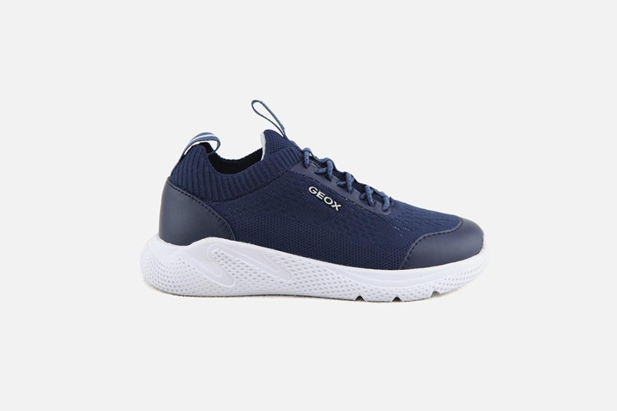 Boys Geox | Geox - Sprintye Navy Lace-Up Shoes On Labotte