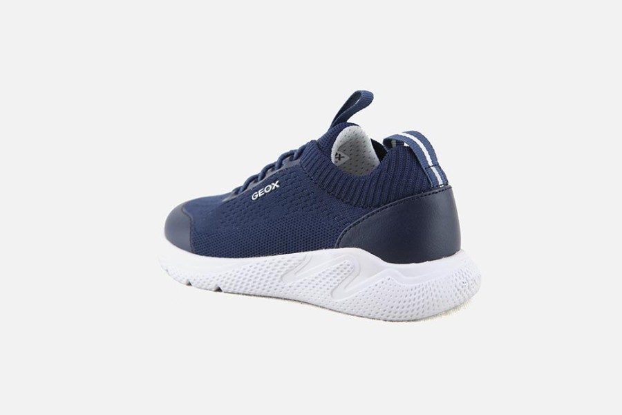 Boys Geox | Geox - Sprintye Navy Lace-Up Shoes On Labotte