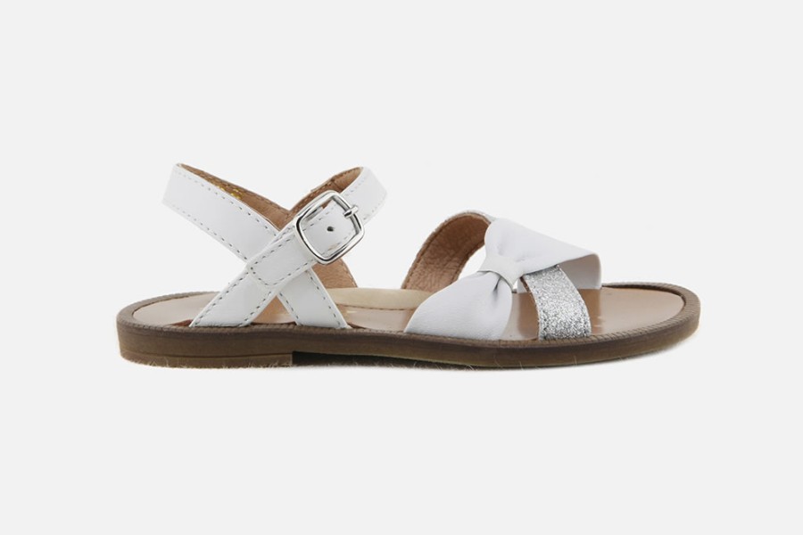 Girls Romagnoli | Romagnoli - Trixie White Silver Sandals On Labotte