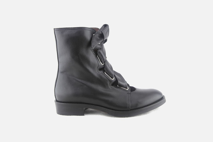 Women Le Bohémien | Le Bohemien - Margote Noir Lace-Up Boots On Labotte
