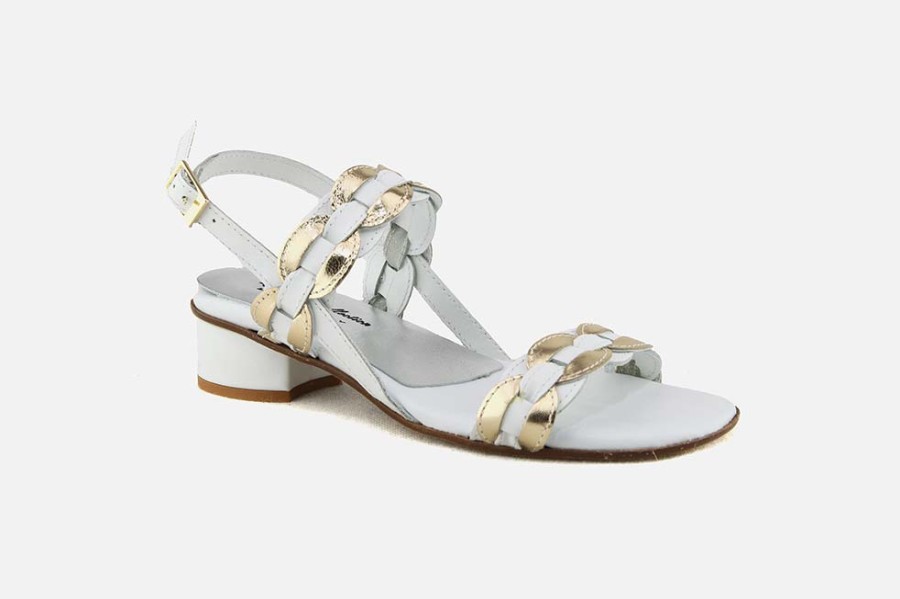 Women Le Gatte Collection | Le Gatte Collection - Perla Blanc Or Sandals On Labotte
