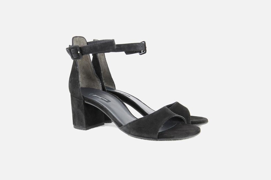 Women Paul Green | Paul Green - Parador Daim Noir Sandals On Labotte