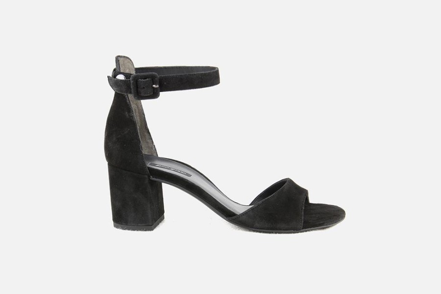 Women Paul Green | Paul Green - Parador Daim Noir Sandals On Labotte
