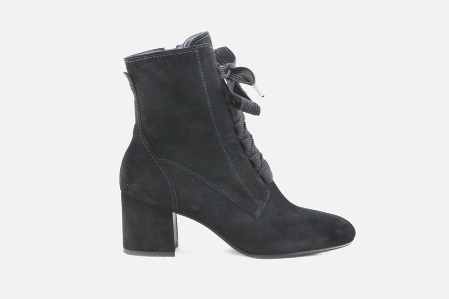 Women Paul Green | Paul Green - Pollen D Noir Lace-Up Boots On Labotte