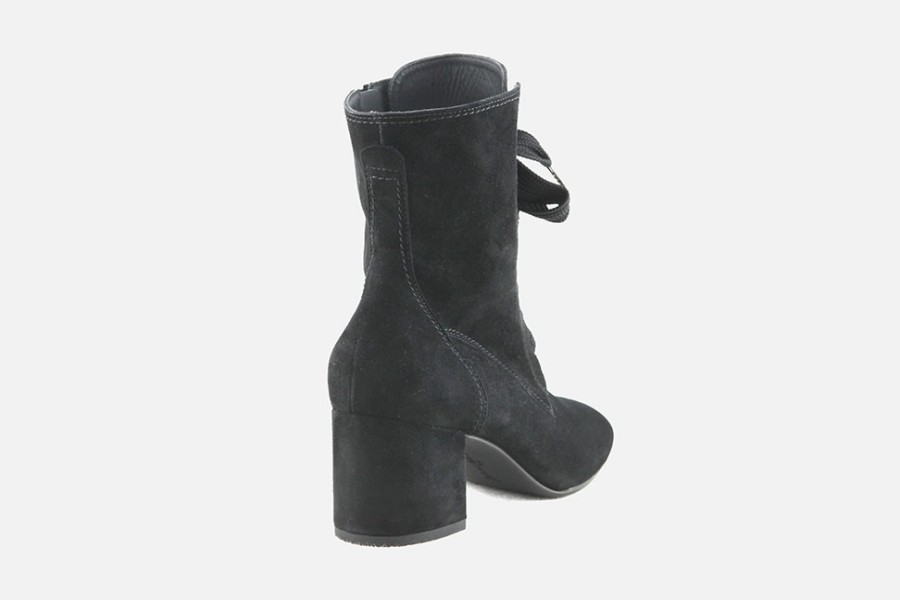 Women Paul Green | Paul Green - Pollen D Noir Lace-Up Boots On Labotte