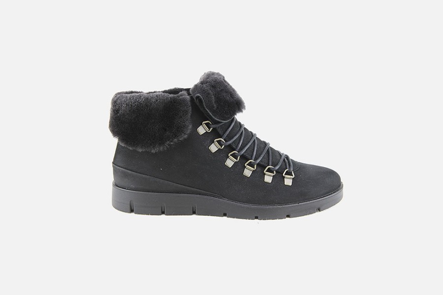 Women Ecco | Ecco - Bella Mid Wintery Black Lace-Up Boots On Labotte