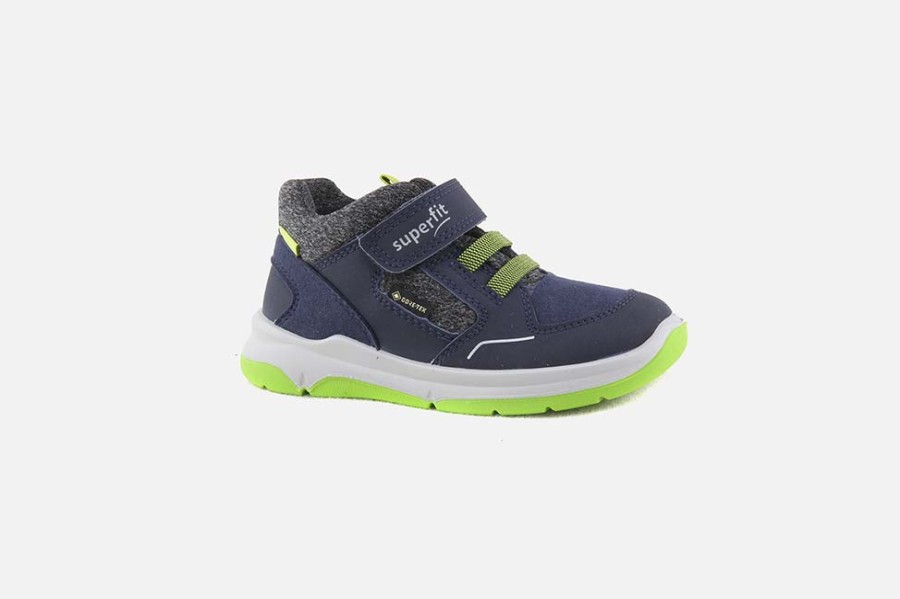 Boys Superfit | Superfit - Hardy Navy Green Gtx Velcro Shoes On Labotte