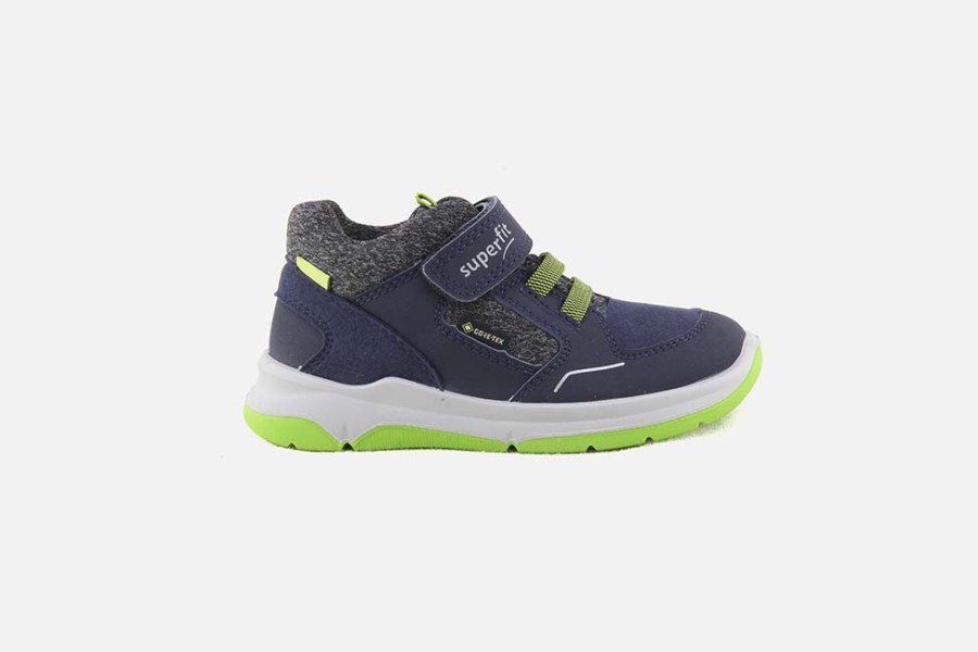 Boys Superfit | Superfit - Hardy Navy Green Gtx Velcro Shoes On Labotte