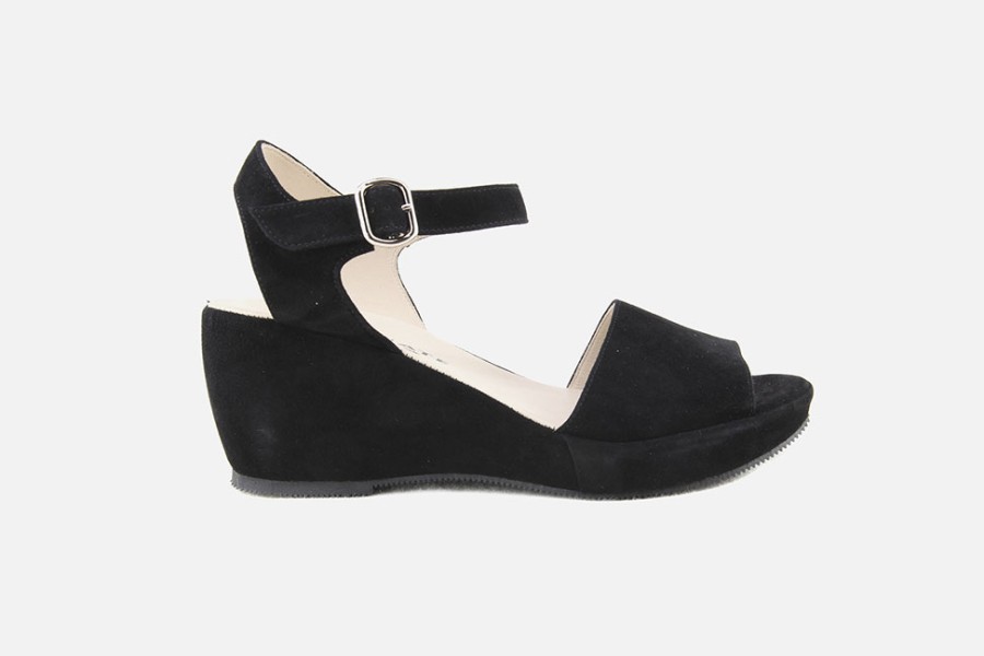 Women Brunate | Brunate - Batifol Daim Noir Sandals On Labotte