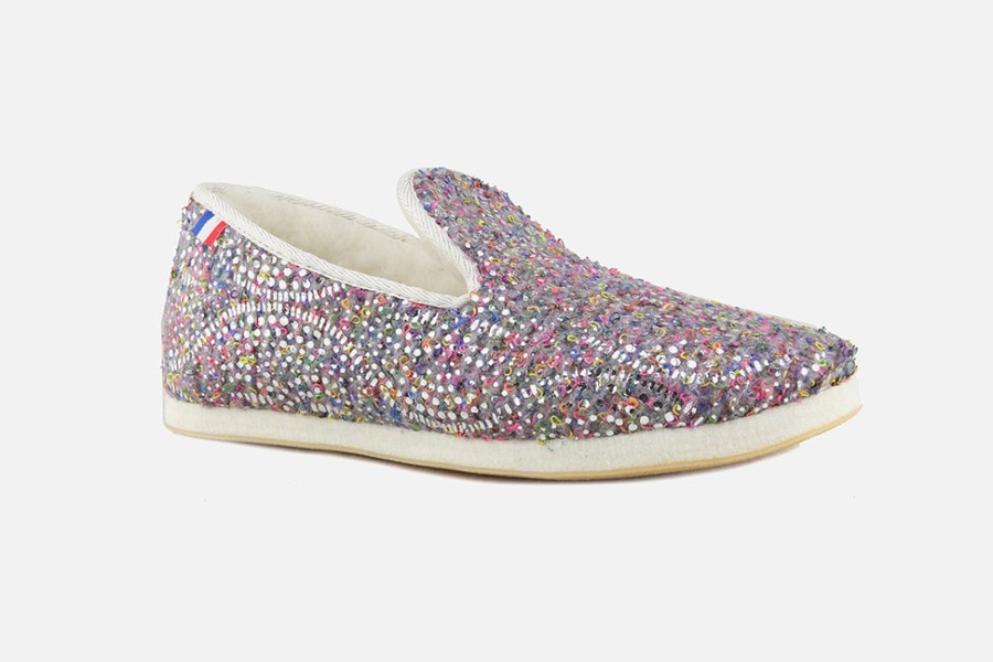 Women Les chaussons de Flo | Les Chaussons De Flo - Zaza Gris Multi Charentaises On Labotte