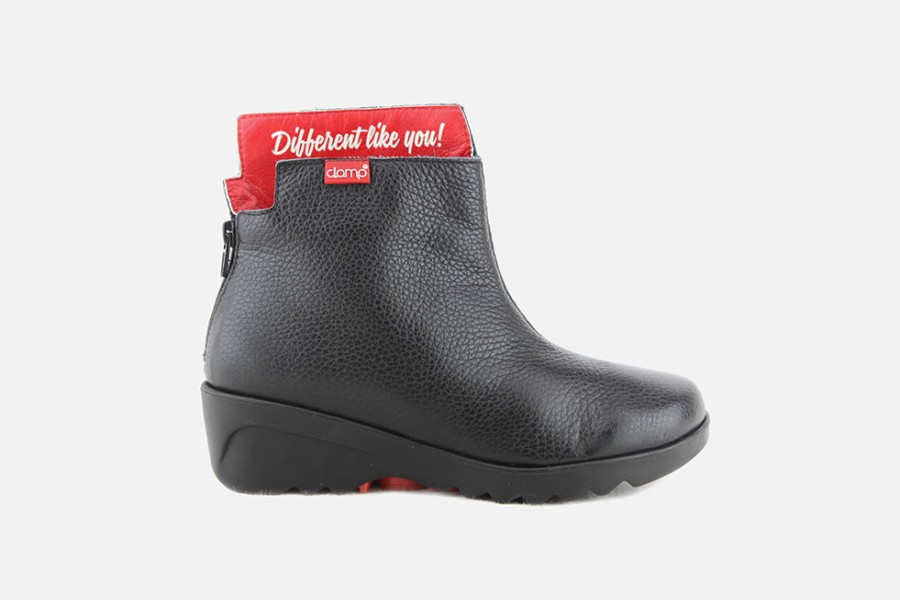 Women Clamp | Clamp - Diffly Black Red Ankle Boots On Labotte