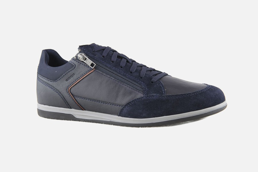 Men Geox | Geox - Renan Zip Marine Sneakers On Labotte
