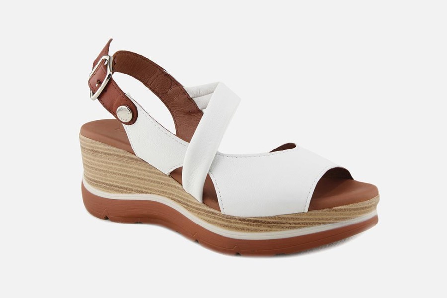 Women Paula Urban | Paula Urban - Nicolette Blanc Marron Sandals On Labotte