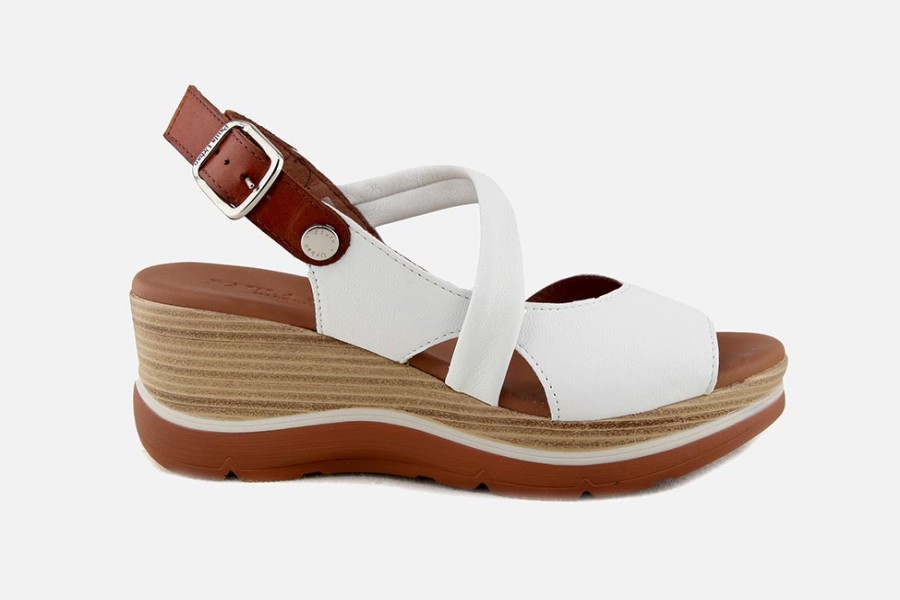 Women Paula Urban | Paula Urban - Nicolette Blanc Marron Sandals On Labotte