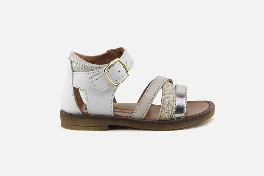 Girls Romagnoli | Romagnoli - Amorata Blanc Argent Sandals On Labotte