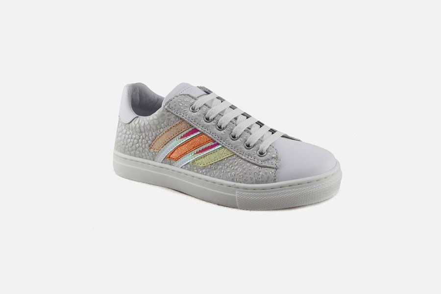 Girls Romagnoli | Romagnoli - Ophelie Blanc Fluo Lace-Up Shoes On Labotte
